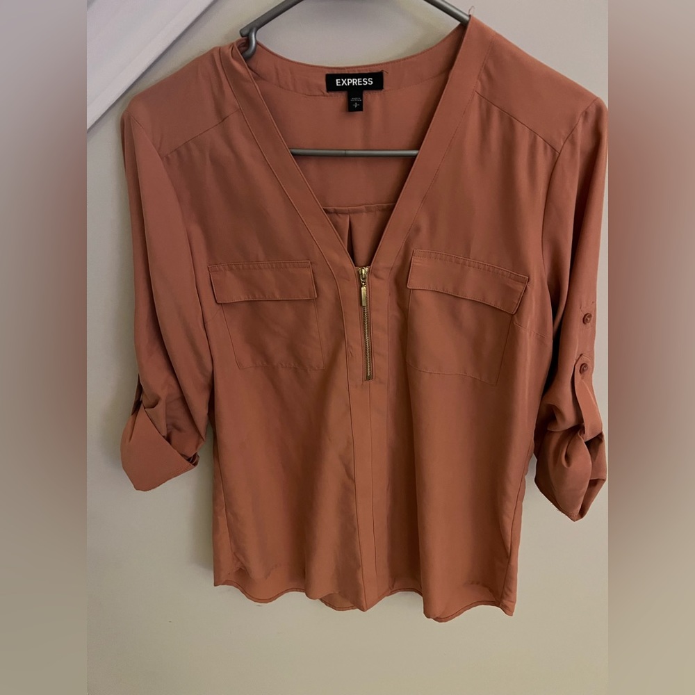 Express dress shirt with gold zipper detail